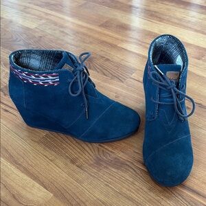 Toms Blue Suede Wedge Shoes